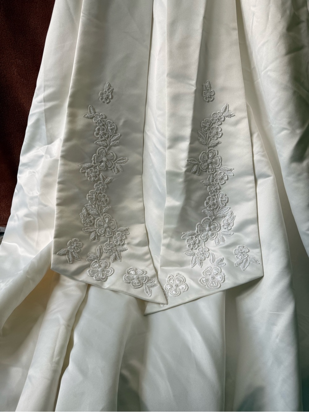 Women's Ivory Beaded Floral Bodice Wedding Dress - Picture 10 of 12